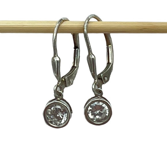 Sterling Silver CZ Drop Earrings - Picture 1 of 6